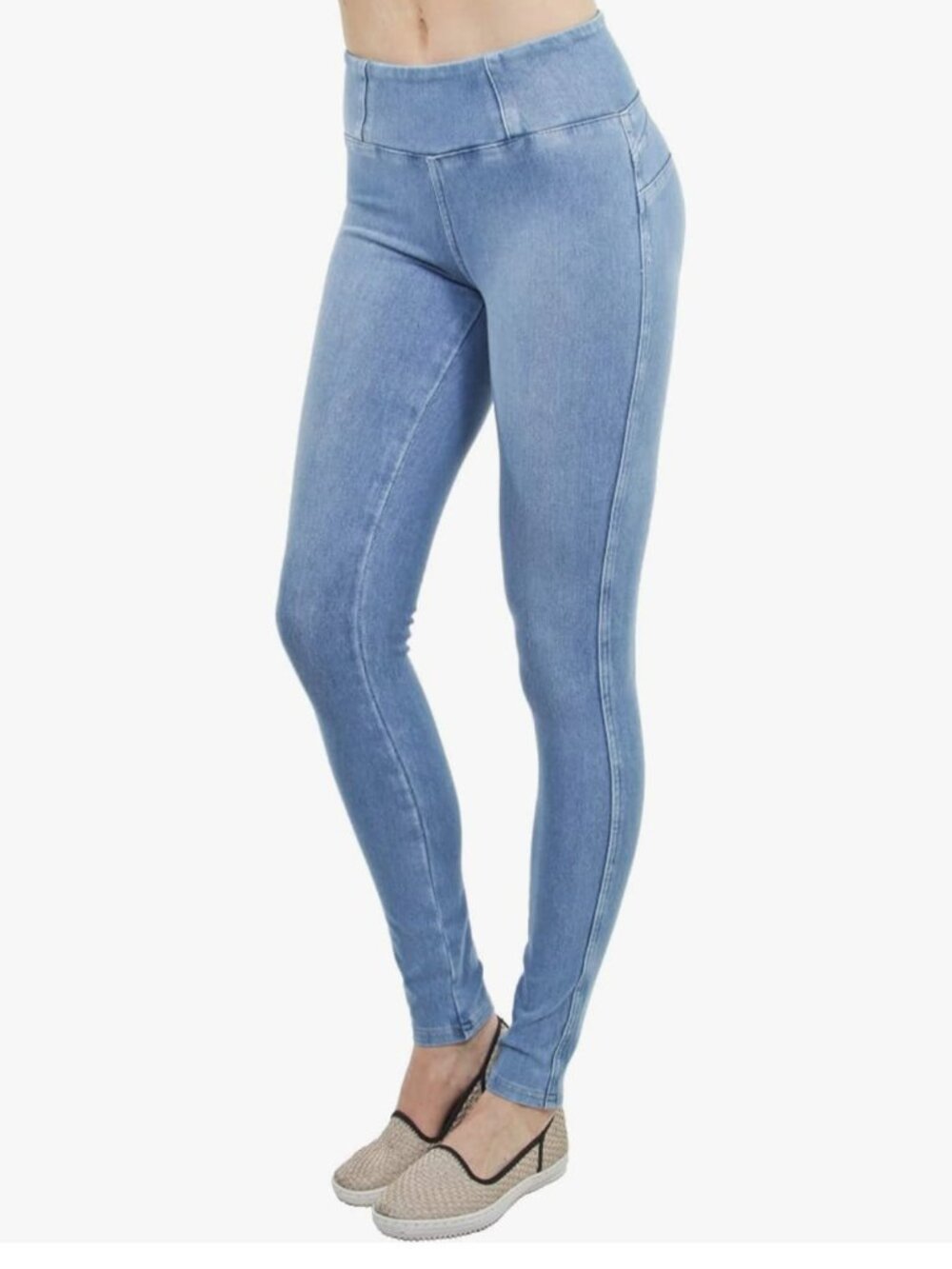 Yoga pants with butt lift, stretchy, indigo, skinny jeans